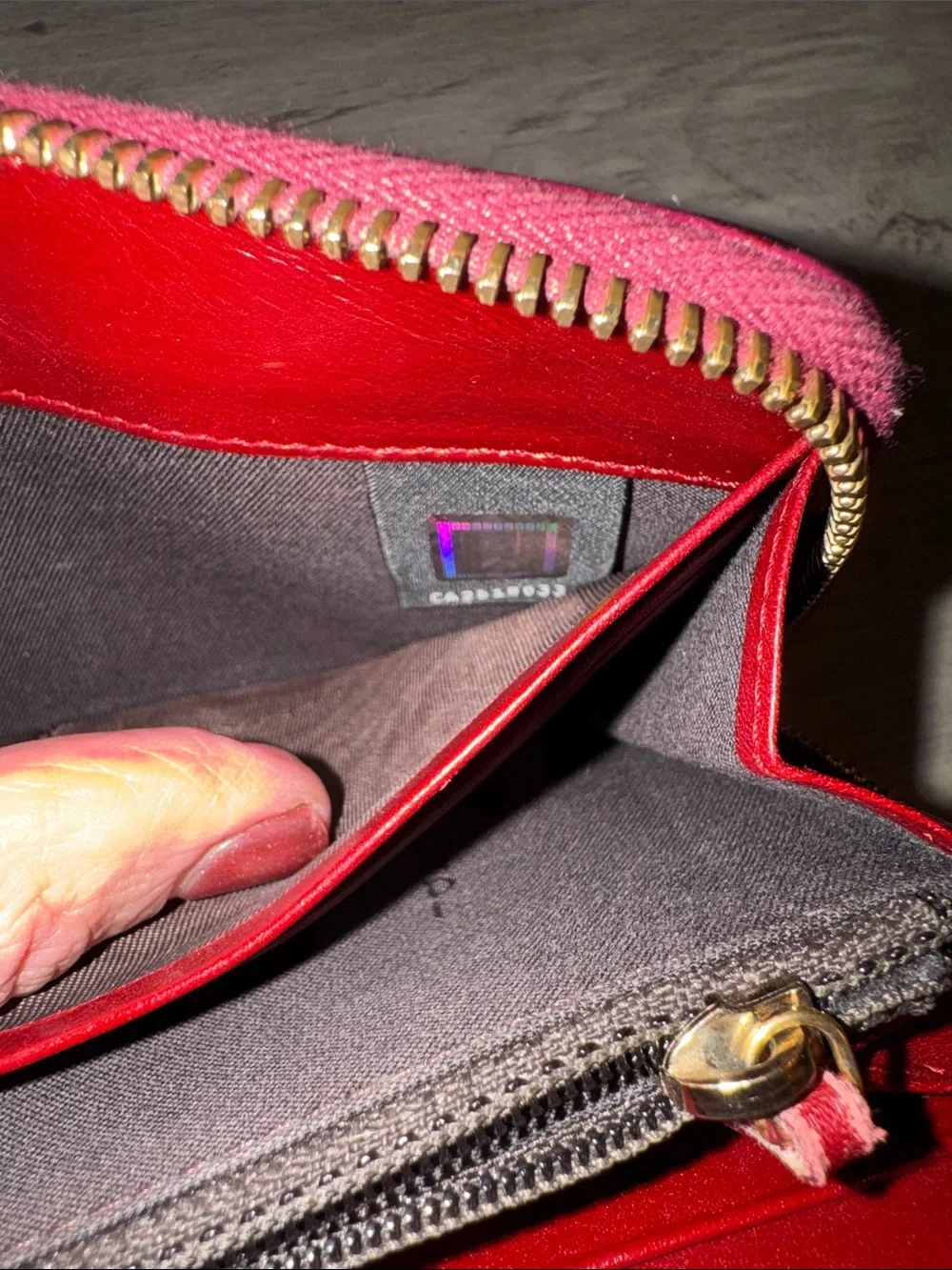 Fendi Striped Zip Wallet - Burgundy & Brown